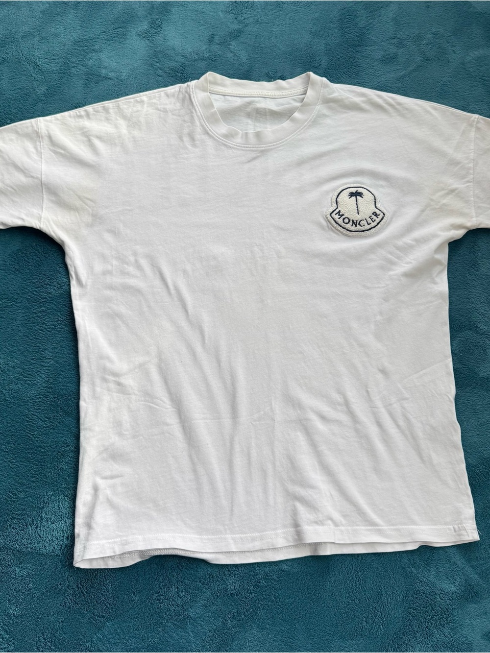 Moncler White Short-Sleeve Crewneck T-Shirt with Embroidered Logo